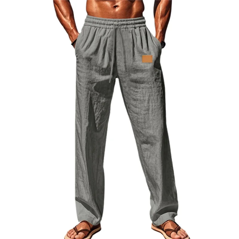 Men s Comfortable Elastic Waist Drawstring Pants with Loose Fit and Breathable Fabric Perfect for Casual Wear on the Beach or