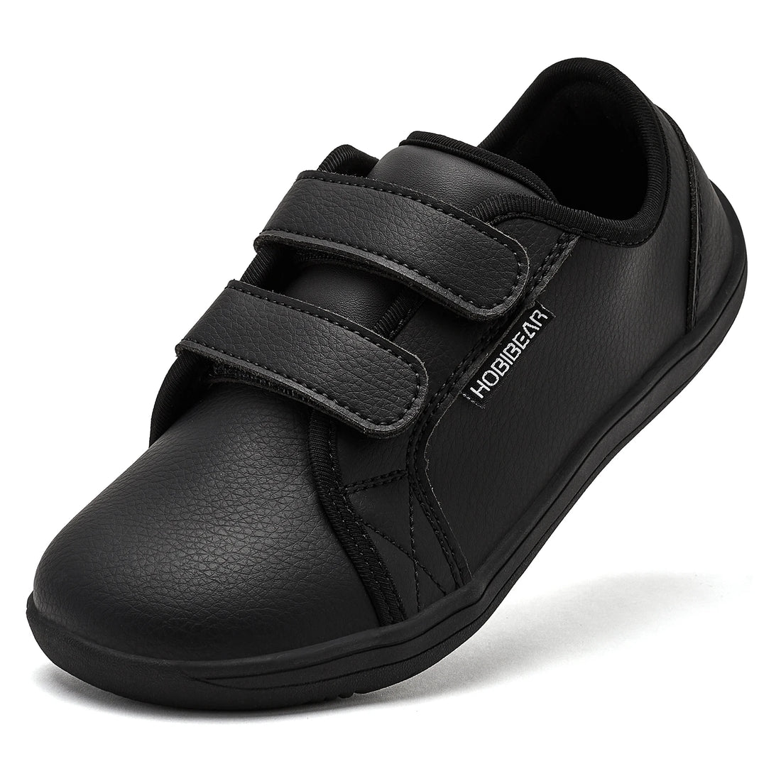 HOBIBEAR Minimalist Kids Barefoot Sneakers | Hook Loop | Wide Toe Shoes | Artificial Leather Sneakers