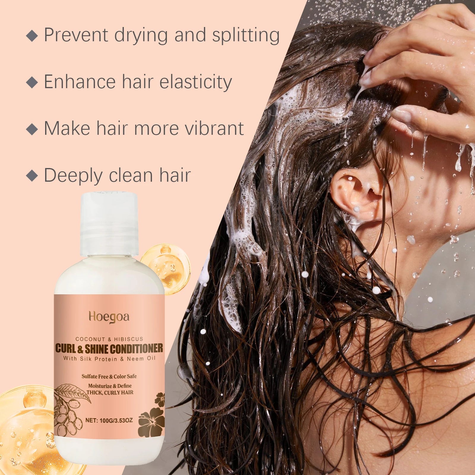 Coconut Shampoo and Conditioner Set - Hydrating Hair Care for Curly Hair | Oil Control Frizz Removal Scalp Cleansing Smoothing Halalzen
