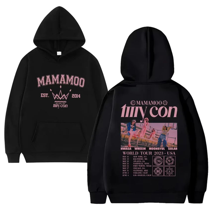 2024 Kpop Mamamoo Group Music Tour Black Hoodie New Men Women Fashion Y2k Sweatshirt Unisex Casual  Long Sleeve Pullovers