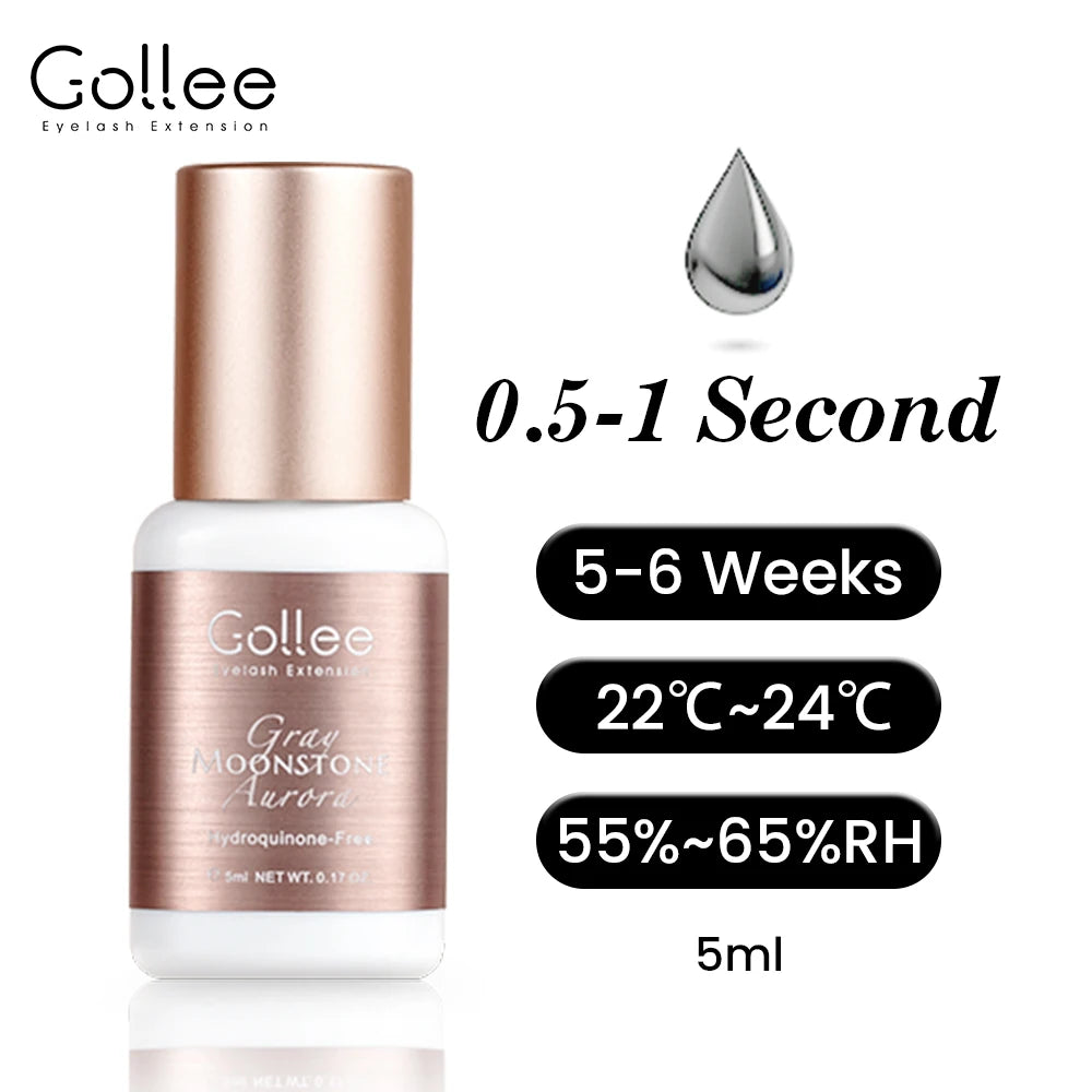 Gollee 0.5s Fast Dry Lash Adhesive Long Lasting 6-8 Weeks Eyelashes Glue for Eyelash Extensions No Irritation Glue Makeup Tools