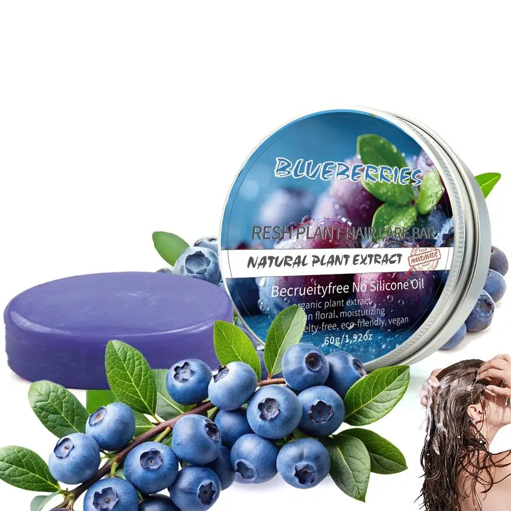 Blueberry Shampoo & Conditioner Bundle Bar for Hair Thinning Frizz, Blueberry Solid Shampoo & Conditioner Strengthen Hair Care Halalzen