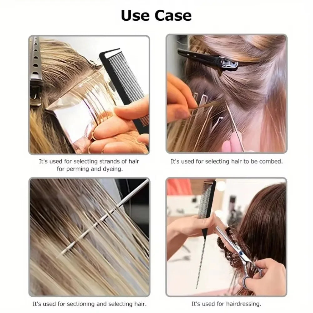 6/12/24Pcs Professional Hair Comb Heat Resistant Medium Cutting Carbon Comb Salon Antistatic Barber Styling Brush Tools Halalzen