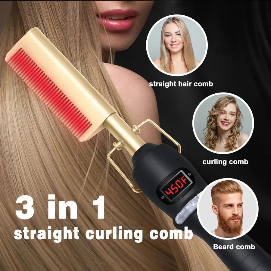 2-in-1 Wet & Dry Volumizing Curling Iron — Electric Curling & Straightening Comb | Ideal Gift for Men & Women | A Unique Present