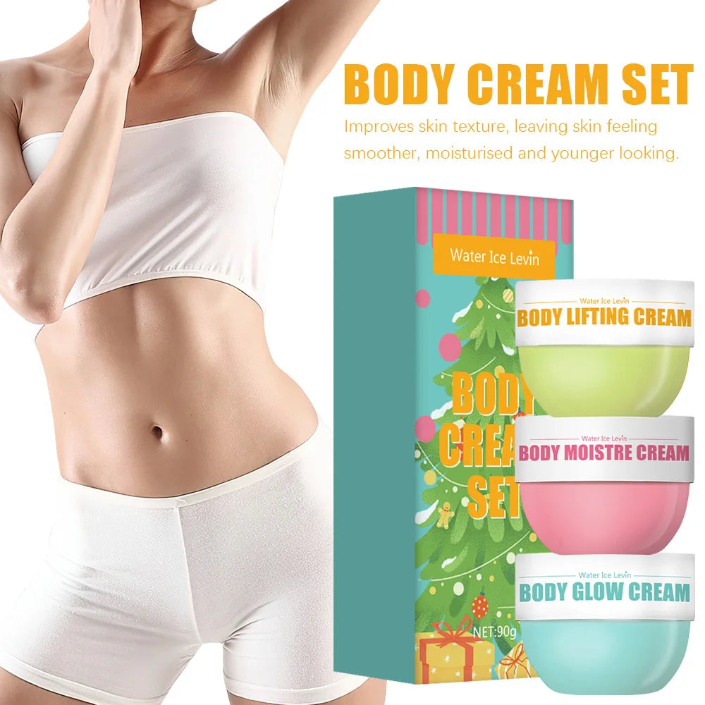 New 3-piece skin care set, body glow cream, firming body cream, body moisturizer for firming and lifting body skin