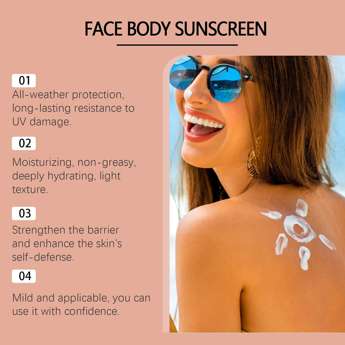 Facial Body Sunscreen UV Protection Waterproof Oil Control Sunblock Moisturizing Brightening Refresh Summer Anti Sunburn Spf30+ Halalzen