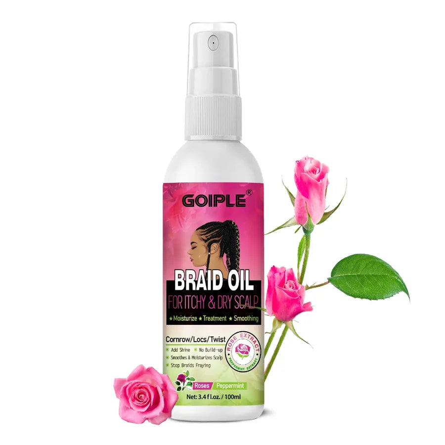 GOIPLE Natural Rose Extract Braid Oil For Itchy Dry Scalp Cornrow Locs Twist Add Shine Smoothes Moisturizes Hair Care Oil Halalzen