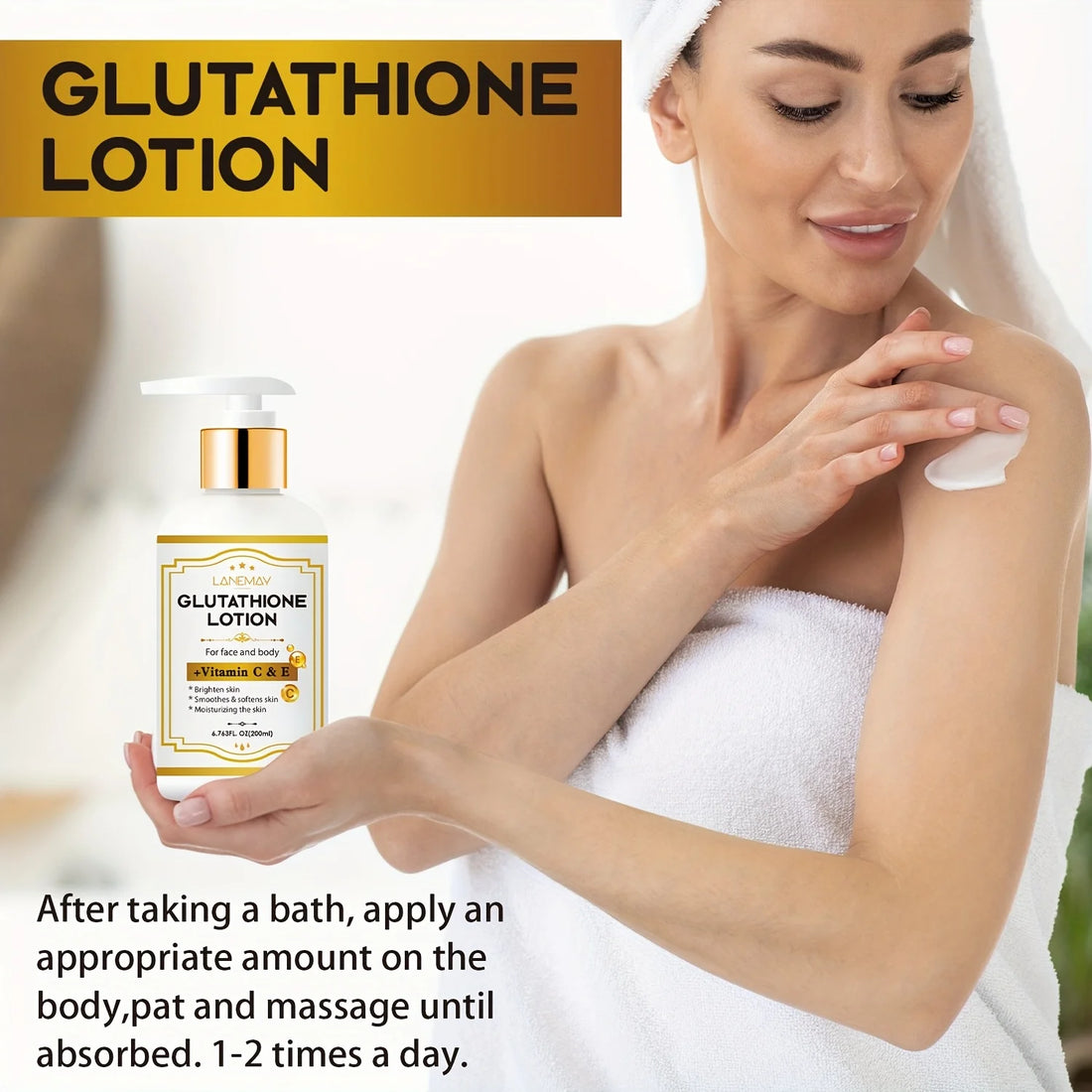 Glutathione Lotion with Vitamin C&E - Brightening, Hydrating & Face & Body Moisturizer for Dry, Cracked Light Beige,Paraben-Free