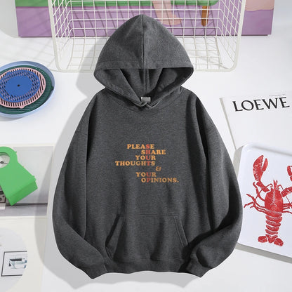 Share Thoughts Hoodie Inspiring Share Thoughts Pattern Casual Loose Long Sleeved Meaningful Motivational Comfortable Warm Top