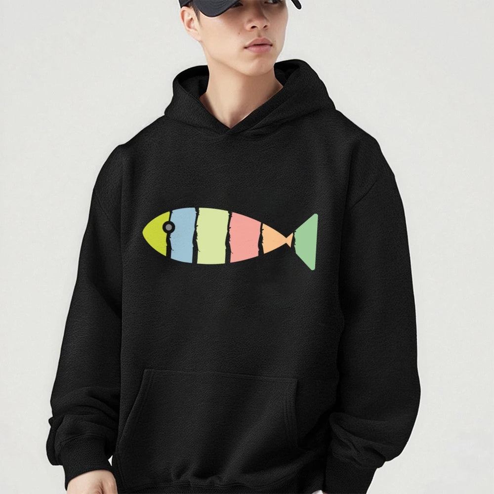 Fish Graphic Sweatshirts Retro Trendy Hoodies Y2K Versatile Stylish Clothe Street Fashion Womens Sweater Casual Daily Fit Unisex