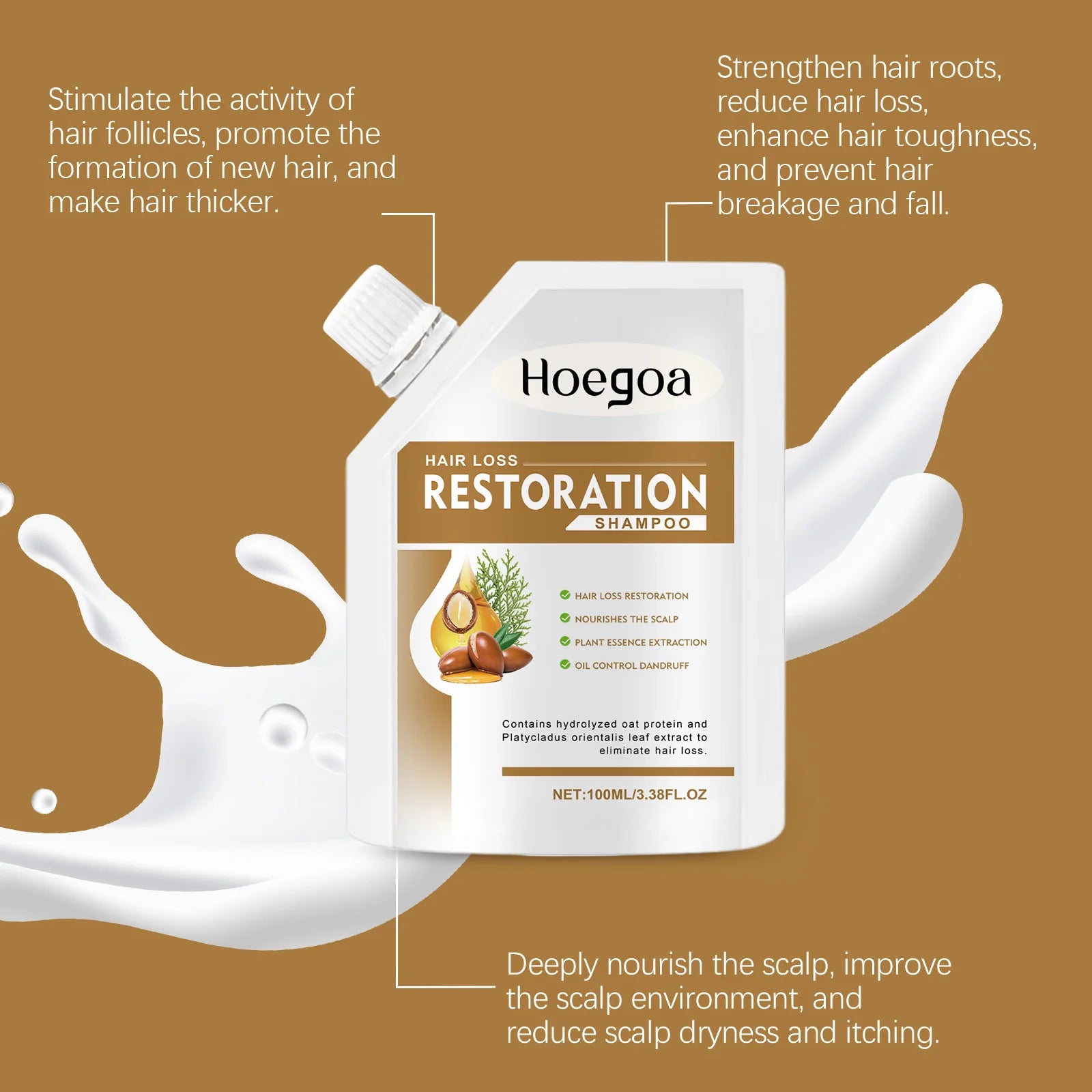 Anti Hair Loss Shampoo Deep Cleansing Scalp Strengthen Roots Improve Dryness Oil Control Fluffy Refreshing Hair Growth Shampoo