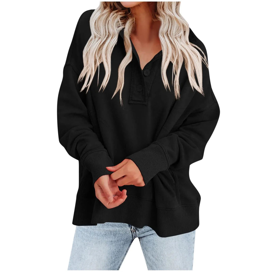 Hoodies Y2k Women Fashion Solid Color Long Sleeve Button Pocket Crease Sweatshirt Top Sudaderas De Mujer