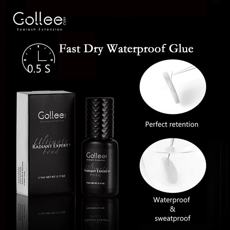 Gollee 0.5s Fast Dry Lash Adhesive Long Lasting 6-8 Weeks Eyelashes Glue for Eyelash Extensions No Irritation Glue Makeup Tools