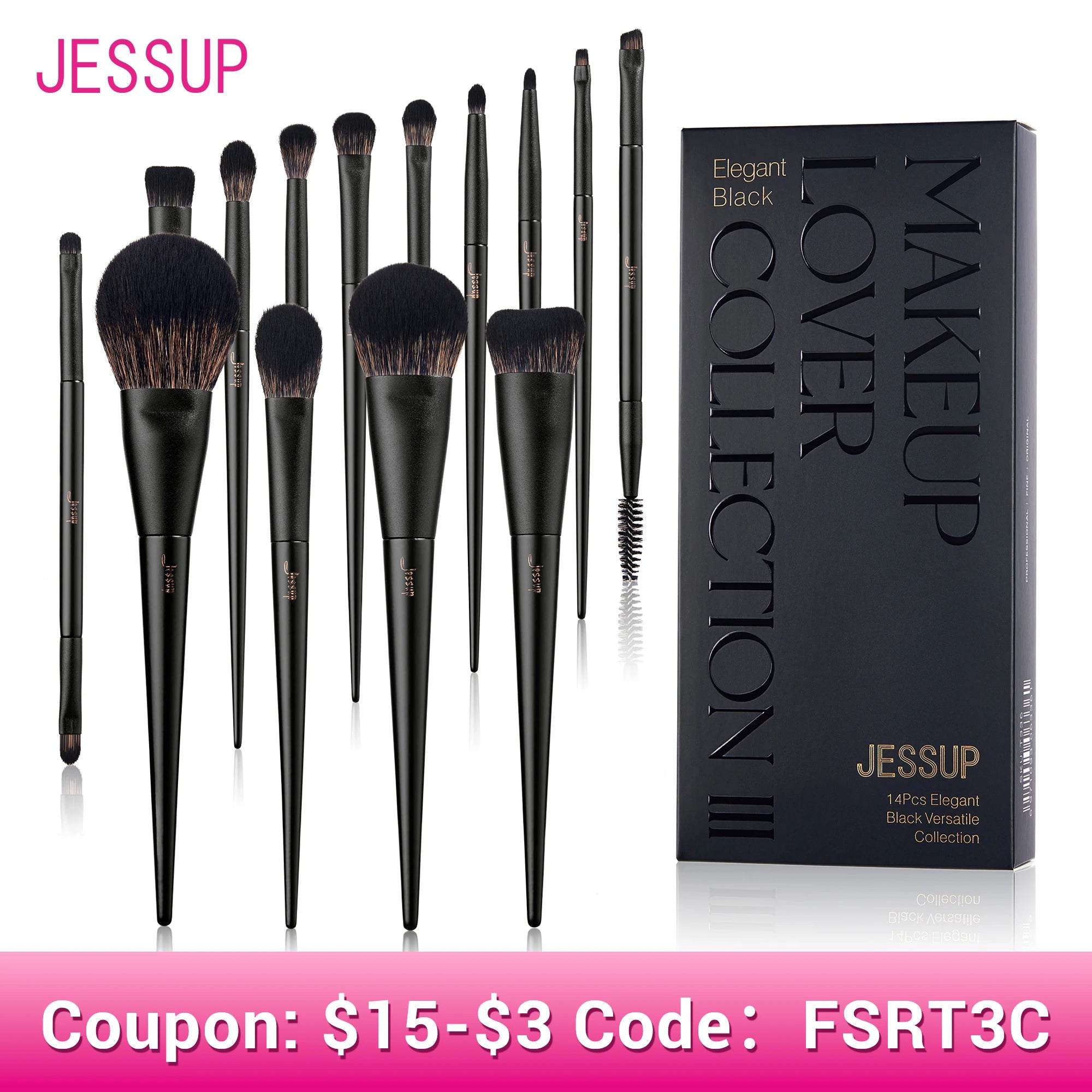 Jessup Makeup Brushes Set,10-14pcs Make Up Brush Contour Foundation Powder Eyeshadow Highlight Blending Concealer Liner T336