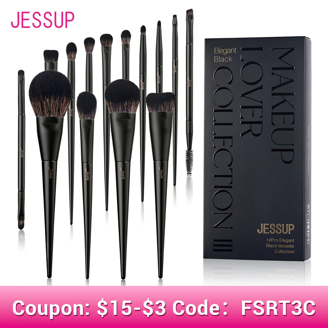 Jessup Makeup Brushes Set,10-14pcs Make Up Brush Contour Foundation Powder Eyeshadow Highlight Blending Concealer Liner T336