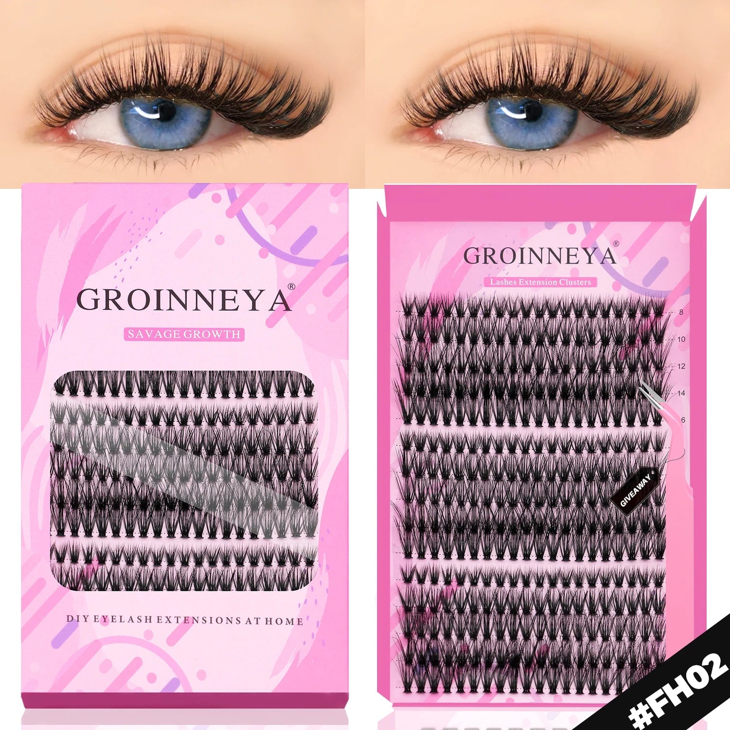 GROINNEYA DIY Lashes Extension Kit Individual Lashes Clusters Faux Mink Eyelash Extension Mix set with Lash Natural Look Makeup Halalzen