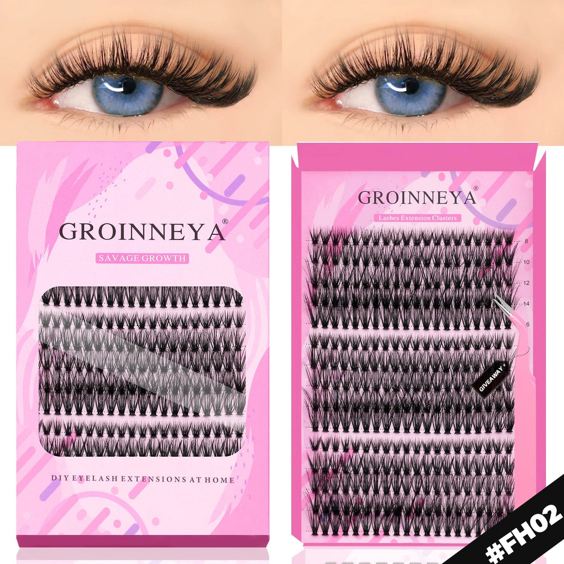 GROINNEYA DIY Lashes Extension Kit Individual Lashes Clusters Faux Mink Eyelash Extension Mix set with Lash Natural Look Makeup Halalzen