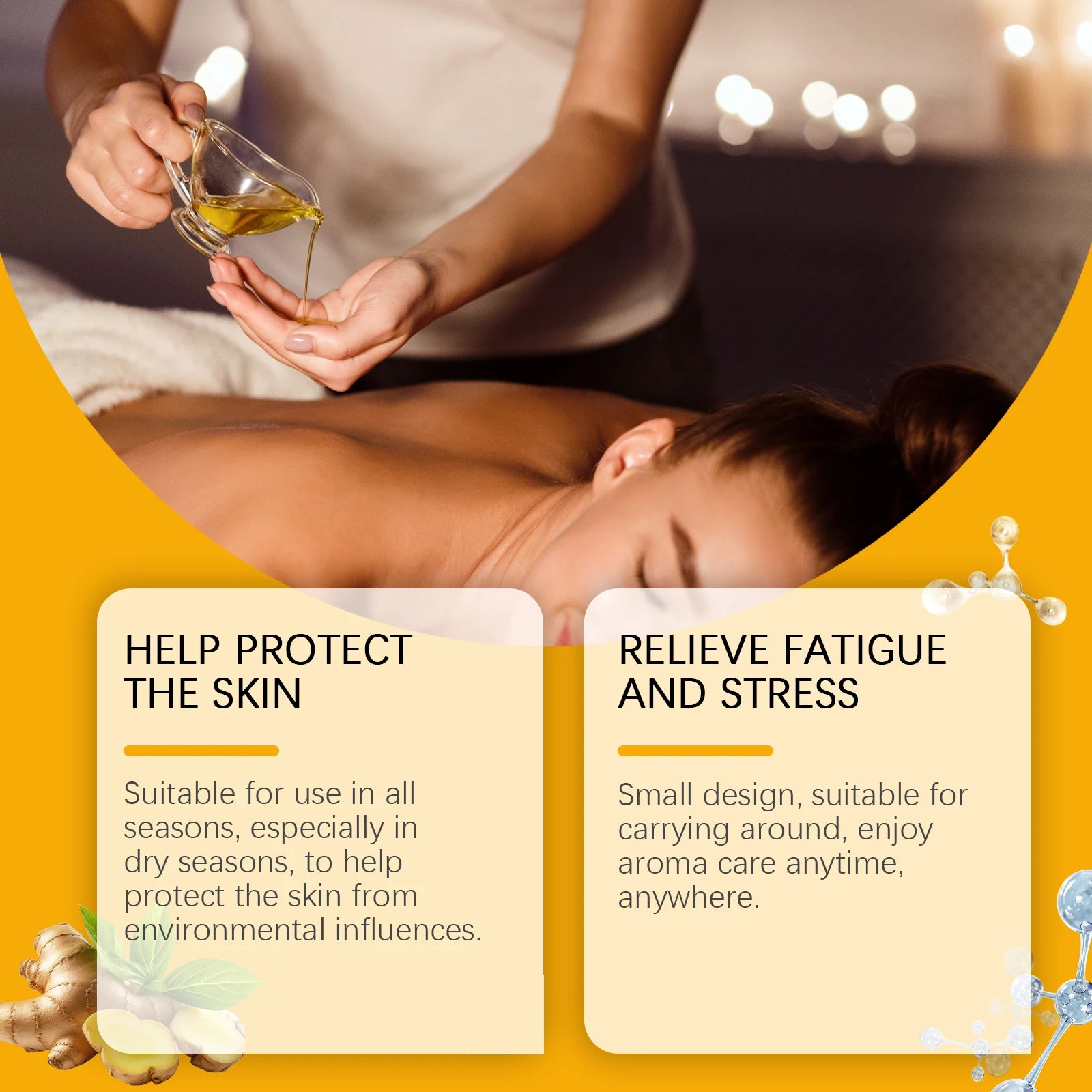 Relaxing Body Ginger Massage Oil Improve Rough Dry Skin Moisturizing Nourishing Restore Skin Vitality Body Care 100ML