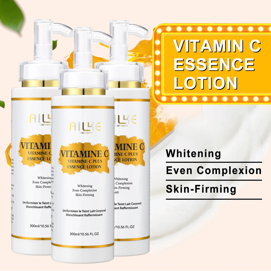 AILKE Lightening Body Cream, With Vitamin C, Hyaluronic Acid, Shea Butter, Reduce Black Spots, Even Skin Tone, Hydration Lotion