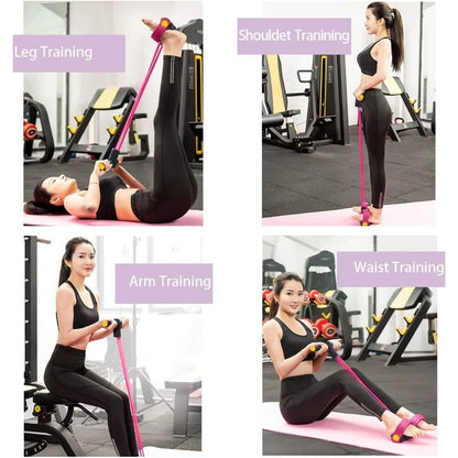 Multifunction Tension Rope, 6-Tube Elastic Yoga Pedal Puller Resistance Band, Natural Latex Tension Rope Fitness Equipment