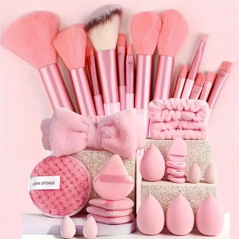20/40Pcs Makeup Brushes and Sponges Set, Brown Makeup Puff, Beauty Egg, Headband, Wristband Remover Kit, Makeup Tool, Gift, Halalzen