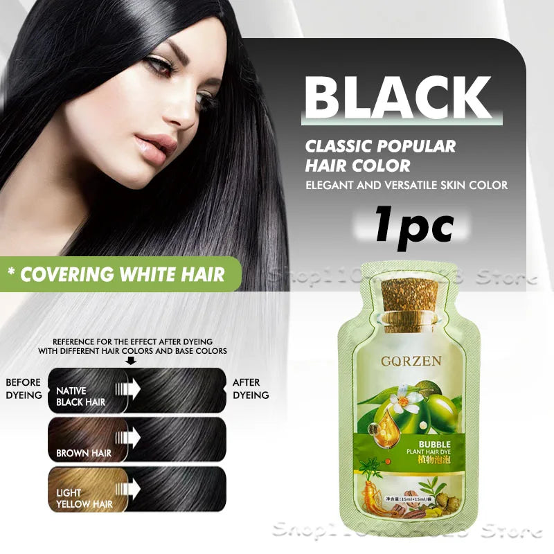 1/10 packs Pure Natural Herbal Hair Dye Shampoo 5 Minutes Change Hair Color Non-irritating Repair Gray White Hair Care Women Men