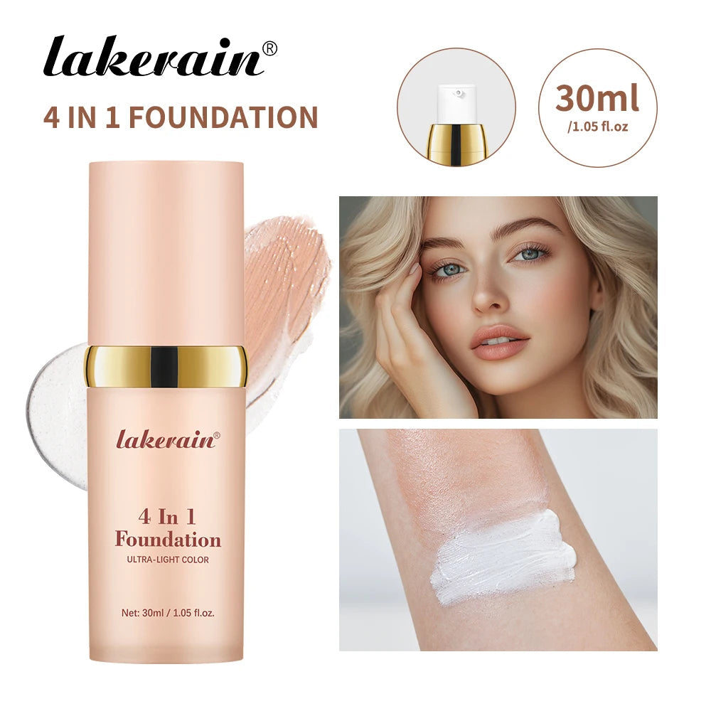 Lakerain Liquid Foundation Long-lasting Moisturizing Hides Blemishes Pores and Dark Circles SPF 30 Sunscreen Face Base Makeup Halalzen