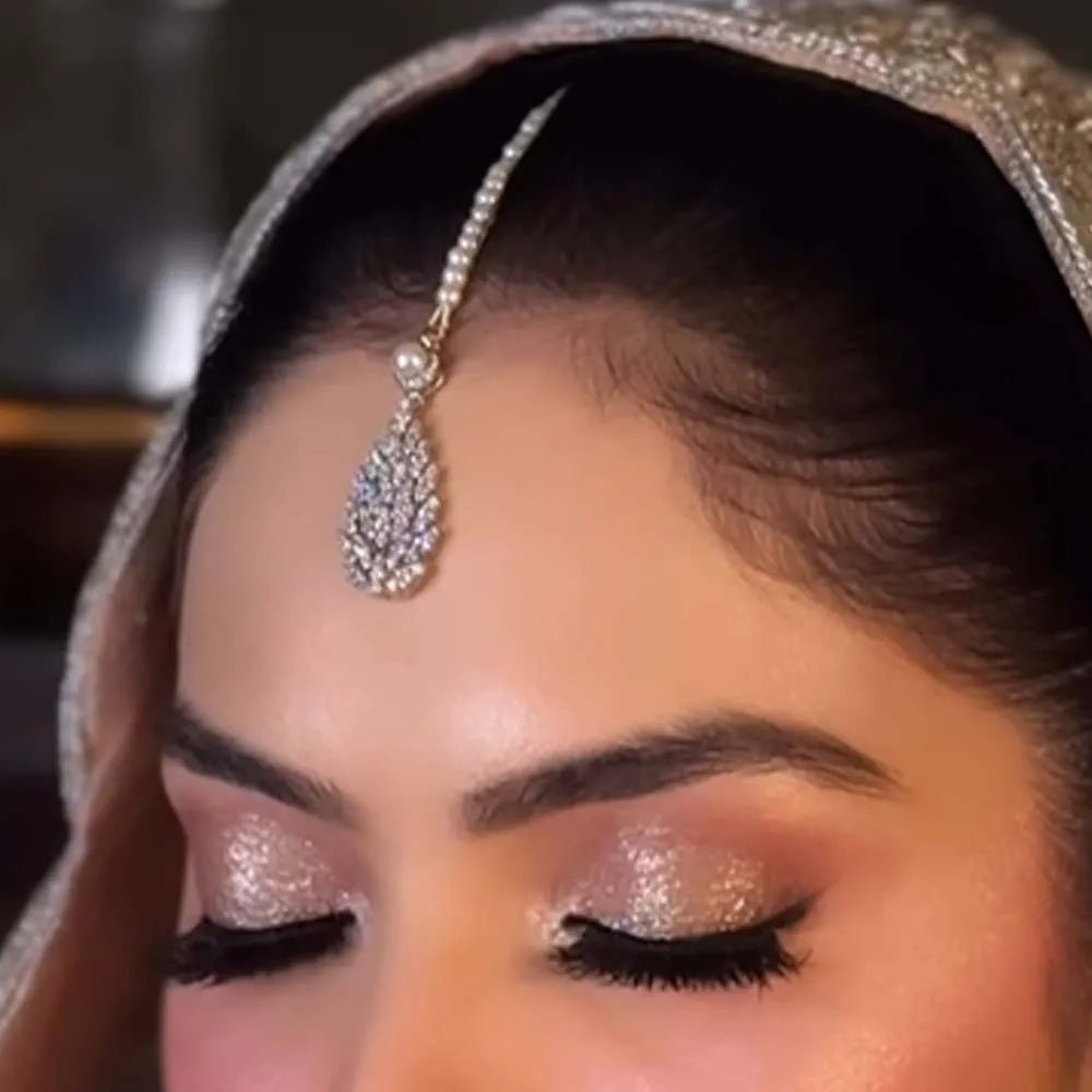 Stonefans Pearl Forehead Chain Indian Jewellery Women Vintage Headband Pendant Crystal Party Hair Accessories Y2k Wedding Gifts