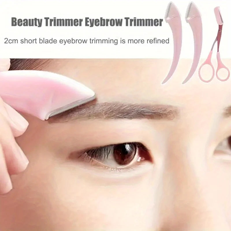 3-Piece Eyebrow Trimmer Set, Precision Trimming Scissors, Curved Eyebrow Trimmer And Comb - For On-The-Go Eyebrow Grooming Halalzen