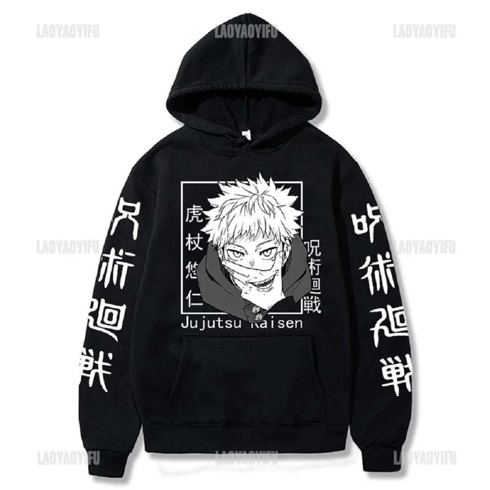 Japan Anime Jujutsu Kaisen Men Women Hoodies Satoru Gojo Loose Sweatshirt Unisex Autumn Warm Casual Streetwear