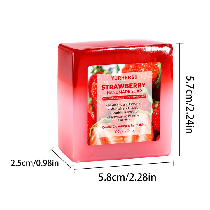 Strawberry Soap Natural Brightening Moisturizing Gentle Cleansing Exfoliating Smooth Skin Handmade Soap for Face & Body Halalzen