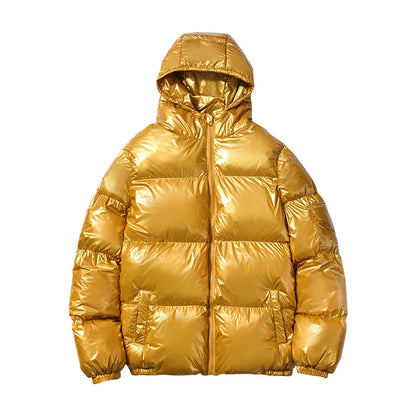 Outdoor Thickened Cotton Down Coats For Men Streetwear Glossy Hooded Warm Bread Down Jacket Casual Cotton Puffer Outwears