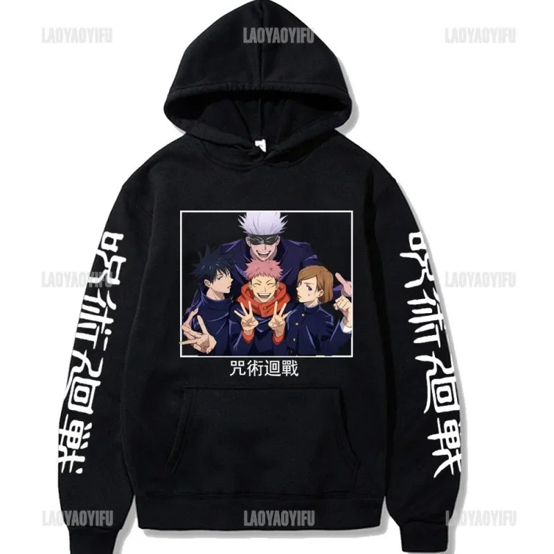 Japan Anime Jujutsu Kaisen Men Women Hoodies Satoru Gojo Loose Sweatshirt Unisex Autumn Warm Casual Streetwear