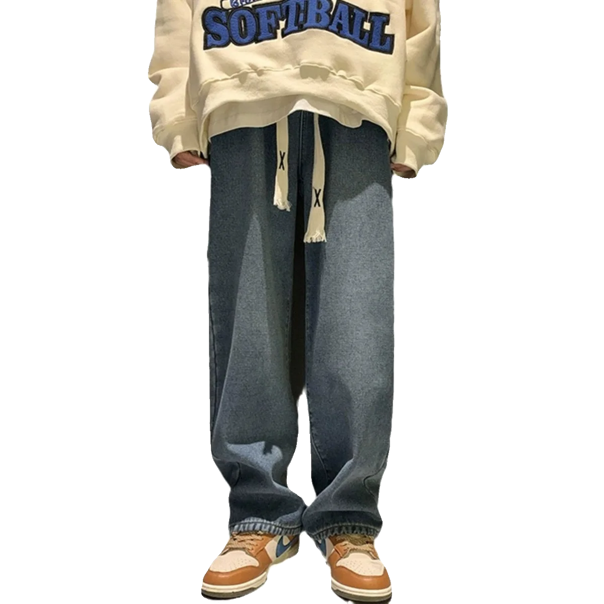 Thiened Fce Lined Thi High Waist Loose Fits Jeans Womens Winter Straight Leg Wide Leg Trousers Wear Resistd Denimcloth...