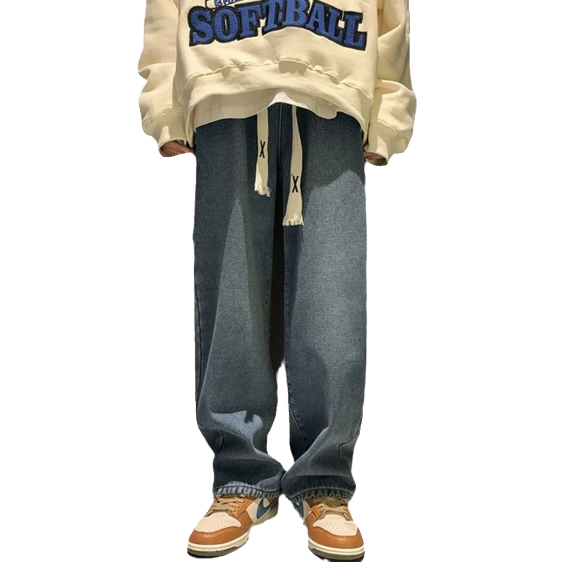 Thiened Fce Lined Thi High Waist Loose Fits Jeans Womens Winter Straight Leg Wide Leg Trousers Wear Resistd Denimcloth...