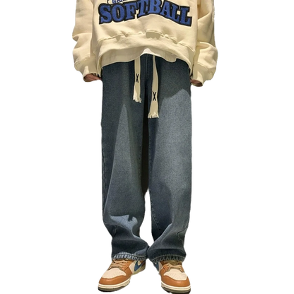 Thiened Fce Lined Thi High Waist Loose Fits Jeans Womens Winter Straight Leg Wide Leg Trousers Wear Resistd Denimcloth...