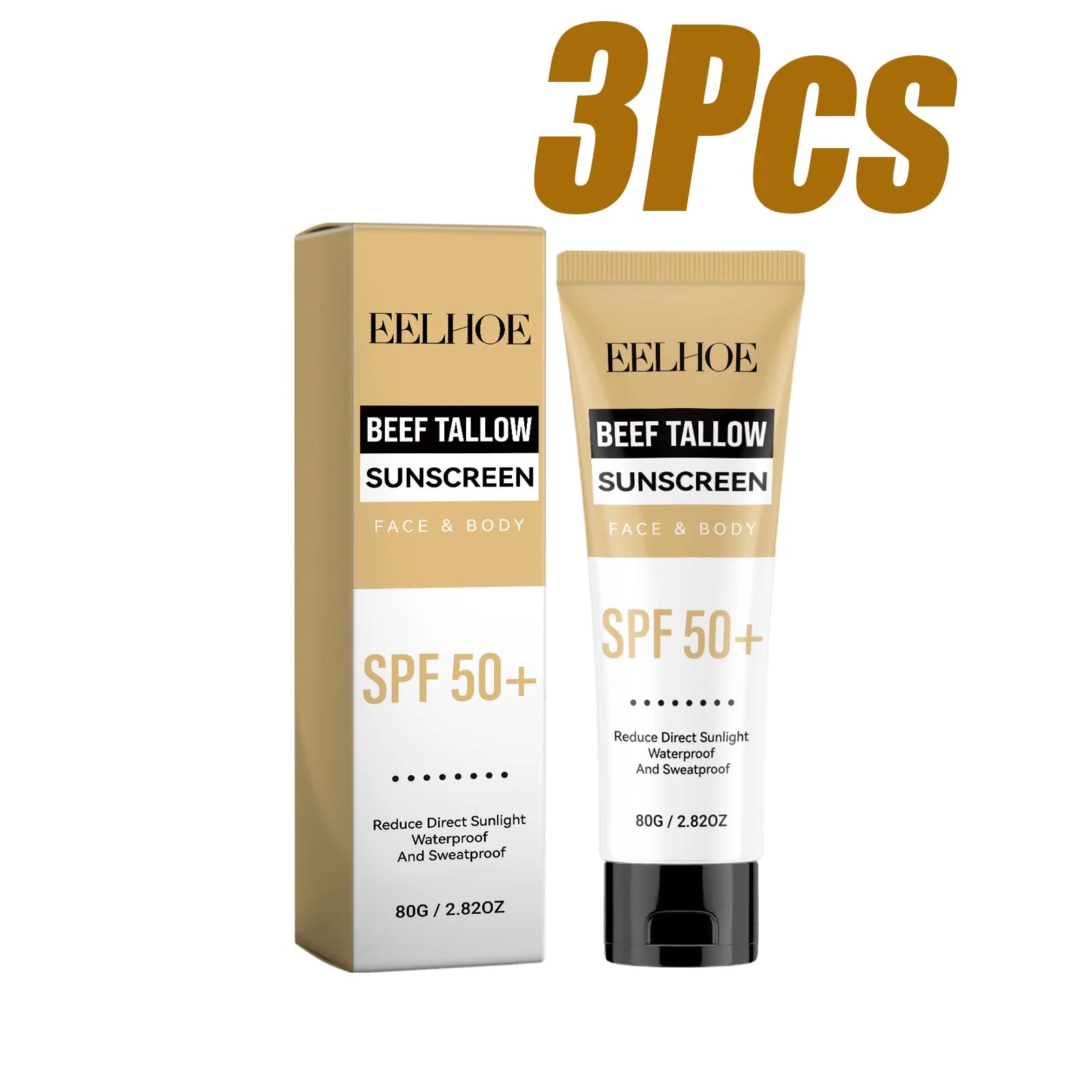 Beef Tallow Sunblock SPF 50 All-in-One Nourishing Body Protection Cream UV Shield Moisturizing Nourishing Sun Block Cream
