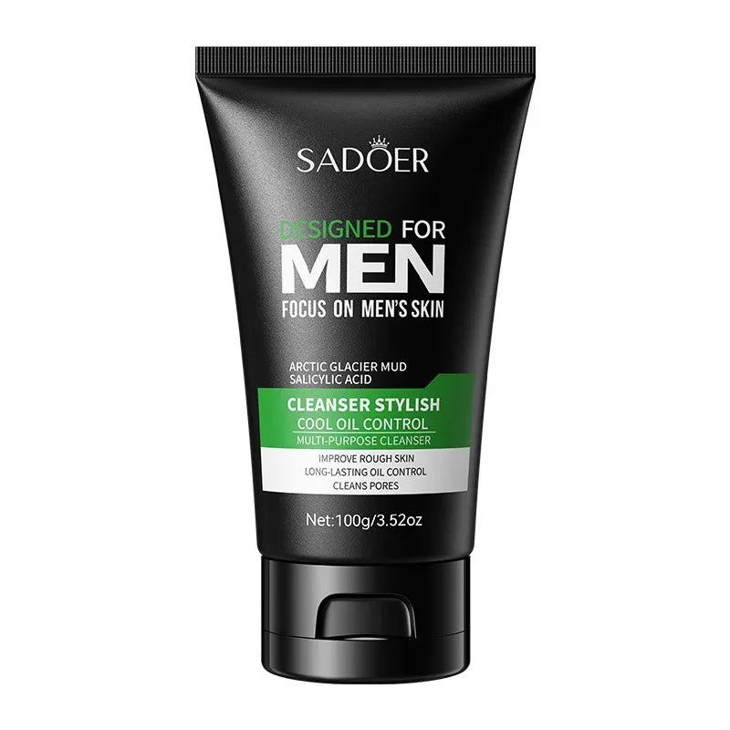 Deep Cleansing Men's Facial Cleanser, Oil Control, Moisturizing, Blackhead Removal, Lightening Dark Spots, Shrinking Pores, Removing Acne Marks, and Fine Facial Cleansing Milk 100g Halalzen