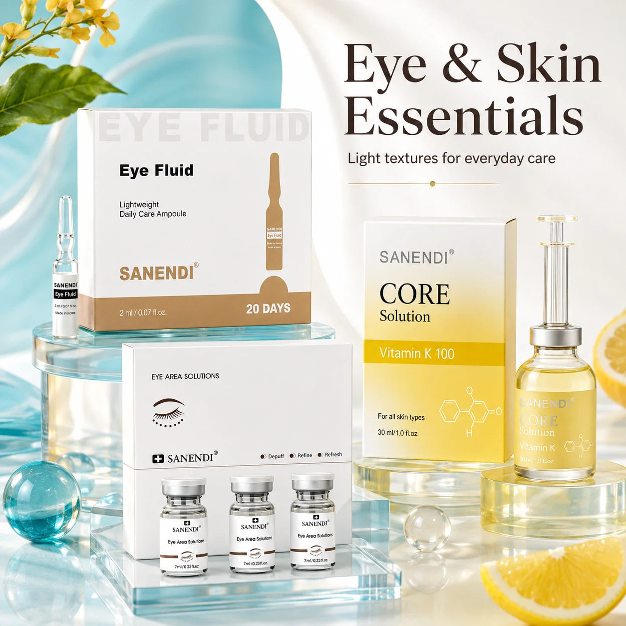 Sanendi Eyes Area Daily Care Serum Hydration Firm Intensive Ampoules Refresh Lighweight Liquid Solution Korean Skin Care