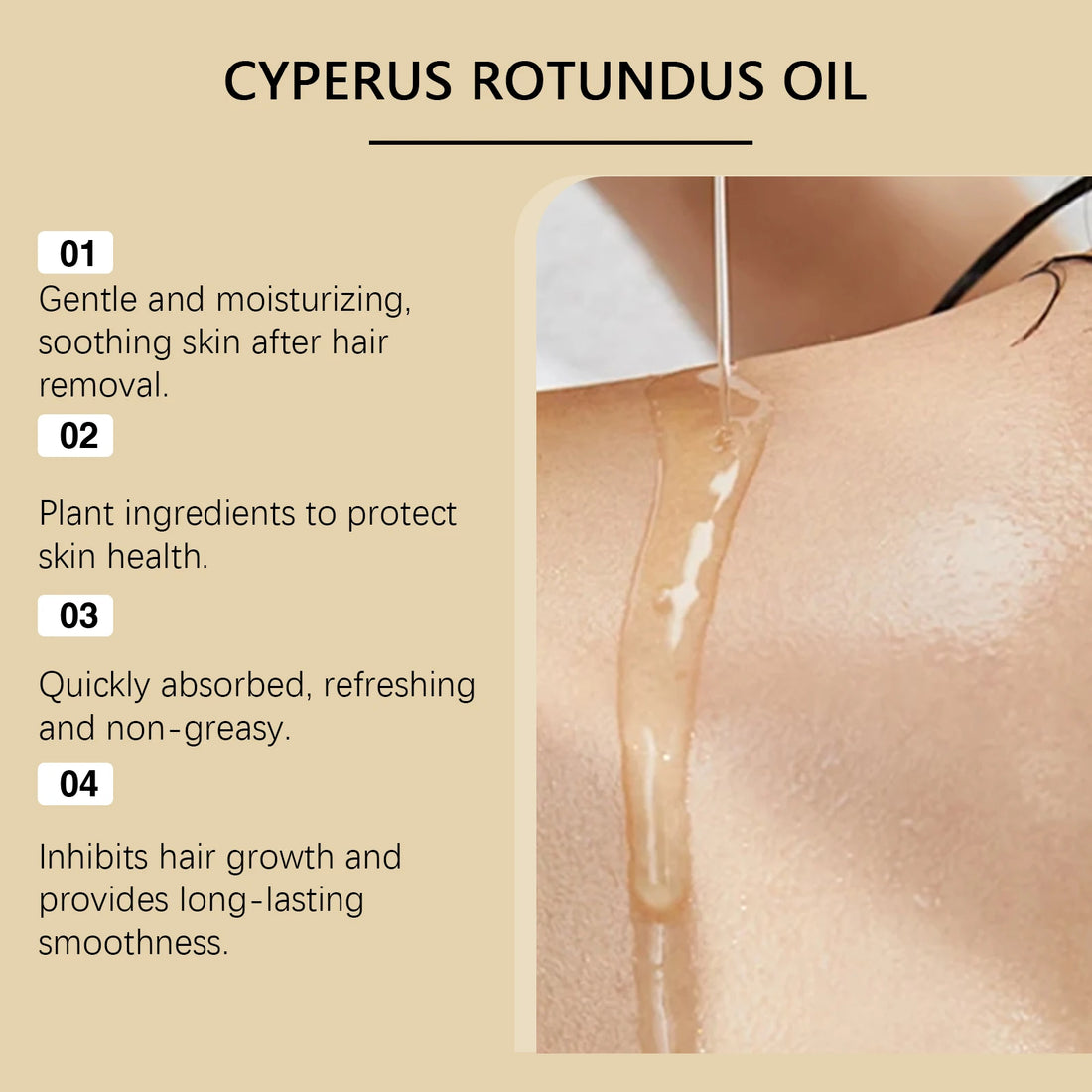 60ml Cyperus Rotundus Oil Body Hair Remover Oil For Armpit Legs Arms Hair Growth Inhibitor Skin Care Body Moisturizing Oil