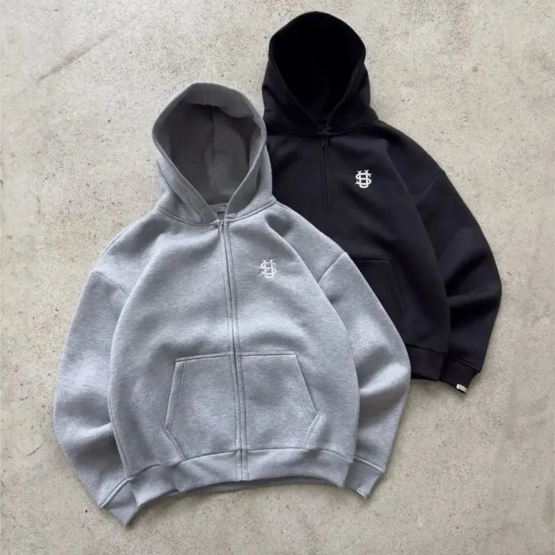 Letter Embroidered Casual Zipper Hoodie 2025 New Popular Y2K Men's and Women's Hip Hop Street Hoodie