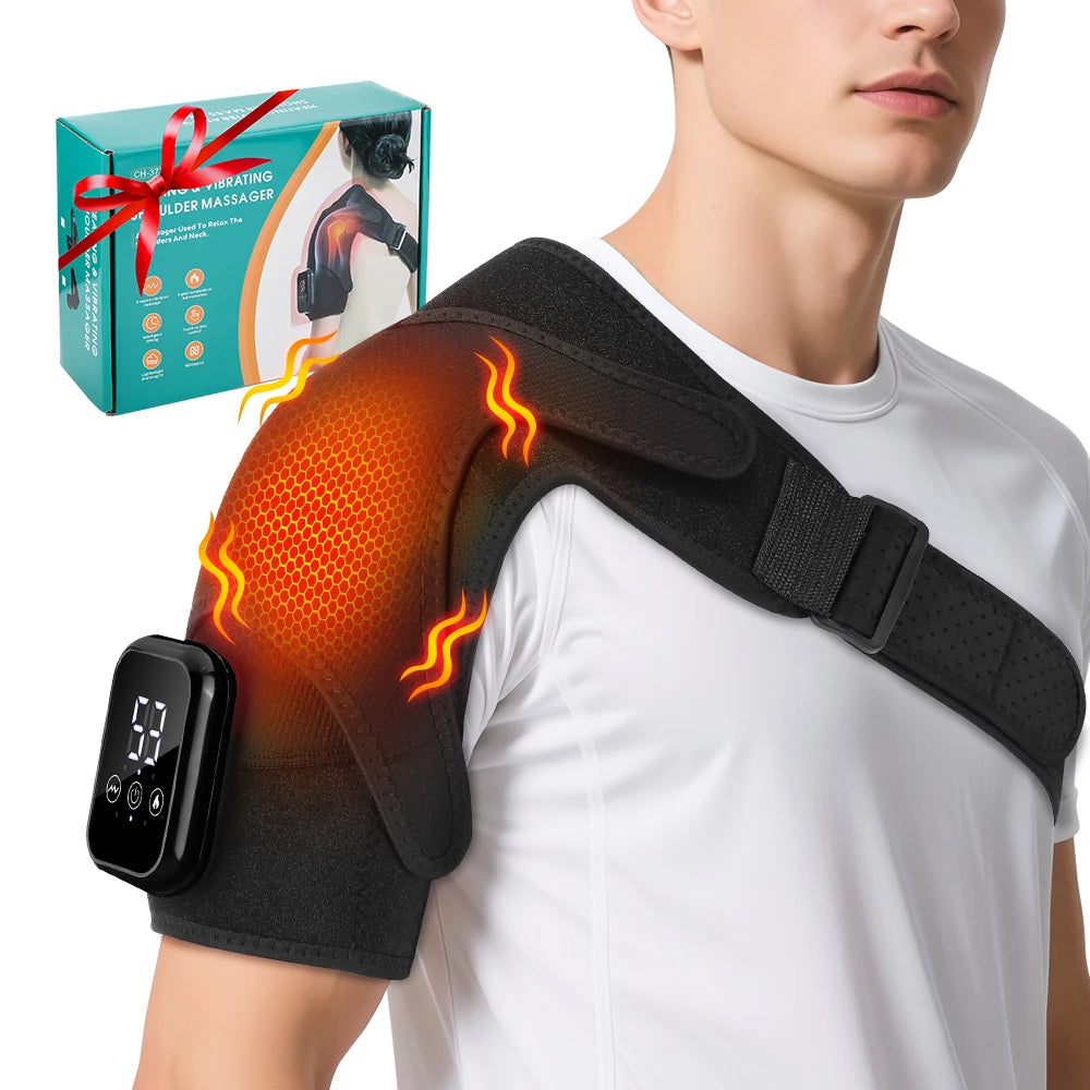 Cordless Electric Heated Shoulder Brace Hot Compress Protect  Vibration Massage Thermal Shoulder Pad Massager Muscle Joint Relax