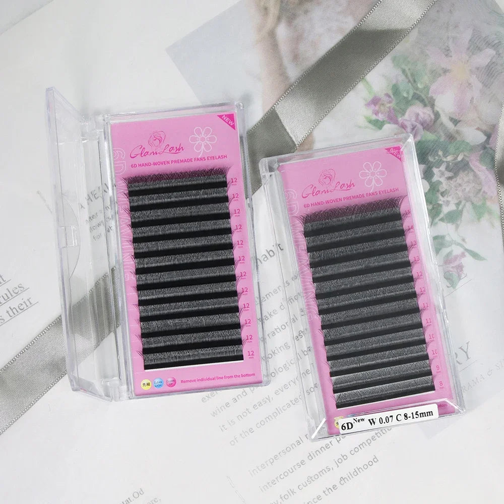 GLAMLASH 6D-W Shaped Eyelash Extension Premade Volume Fans Clover W Style Lashes False Mink Soft Easy Faning Natural Makeup Tool