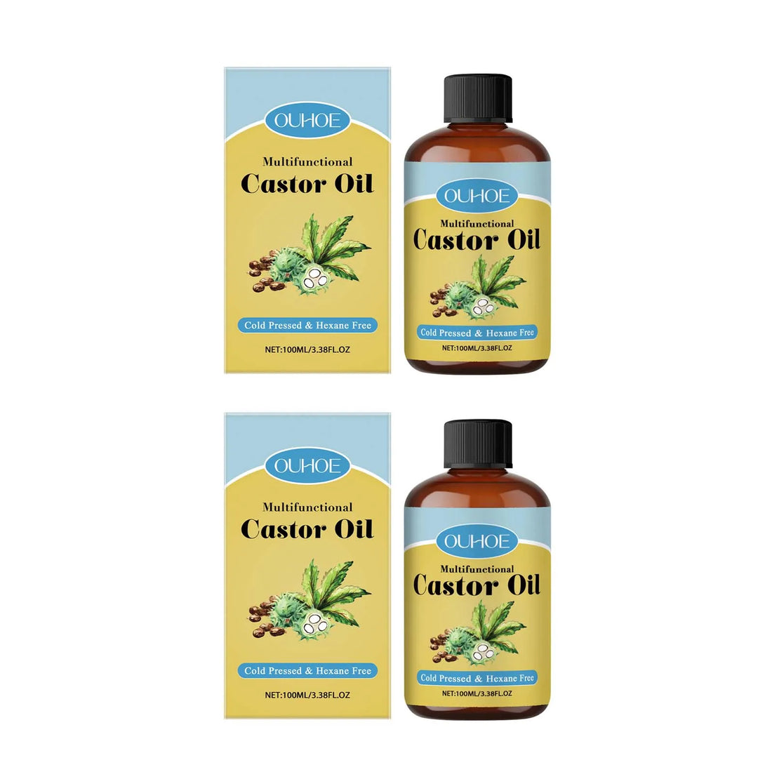 Organic Castor Oil Moisturizing Hair Eyelashes Eyebrows Emollient Relaxation Aromatherapy Brightening Body Massage Essential Oil