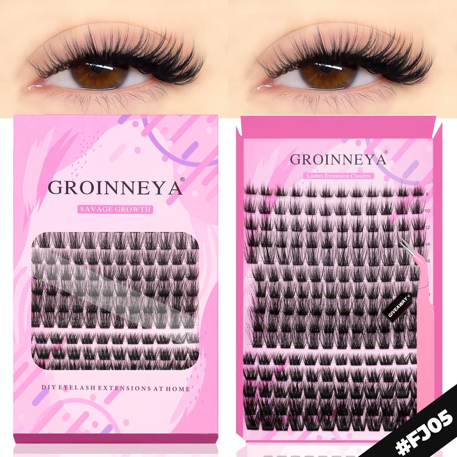 GROINNEYA DIY Lashes Extension Kit Individual Lashes Clusters Faux Mink Eyelash Extension Mix set with Lash Natural Look Makeup Halalzen