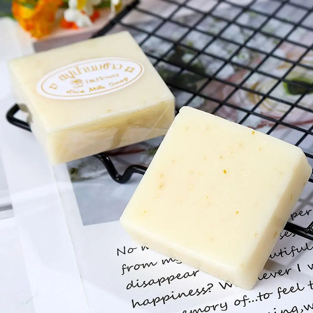 Handmade Rice Milk Soap Rice Soap for Body & Face, Gentle Deep Cleaning Moisturizing Rice Milk Soap Bar for All Skin Types 65g