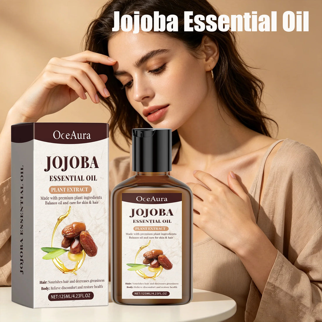 OceAura Jojoba Essential Oil for Hair & Body Deep Moisturizing Nourishing Soothing Redness Itching Relieving Hair Body Care Oil
