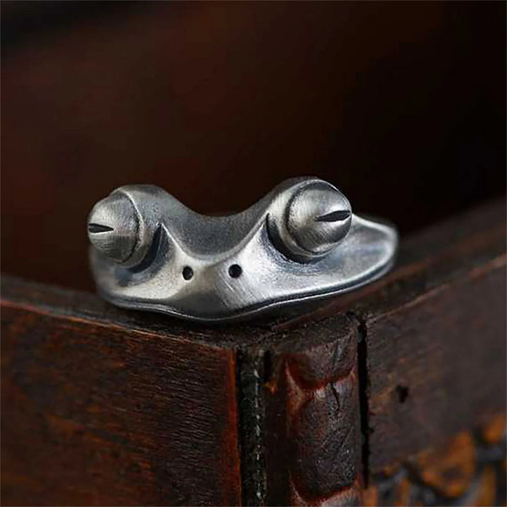Retro Frog Toad Animal Rings for Women Men Artistic Design Silver Color Opening Resizable Unisex Female Statement Ring Best Gift HALALZEN