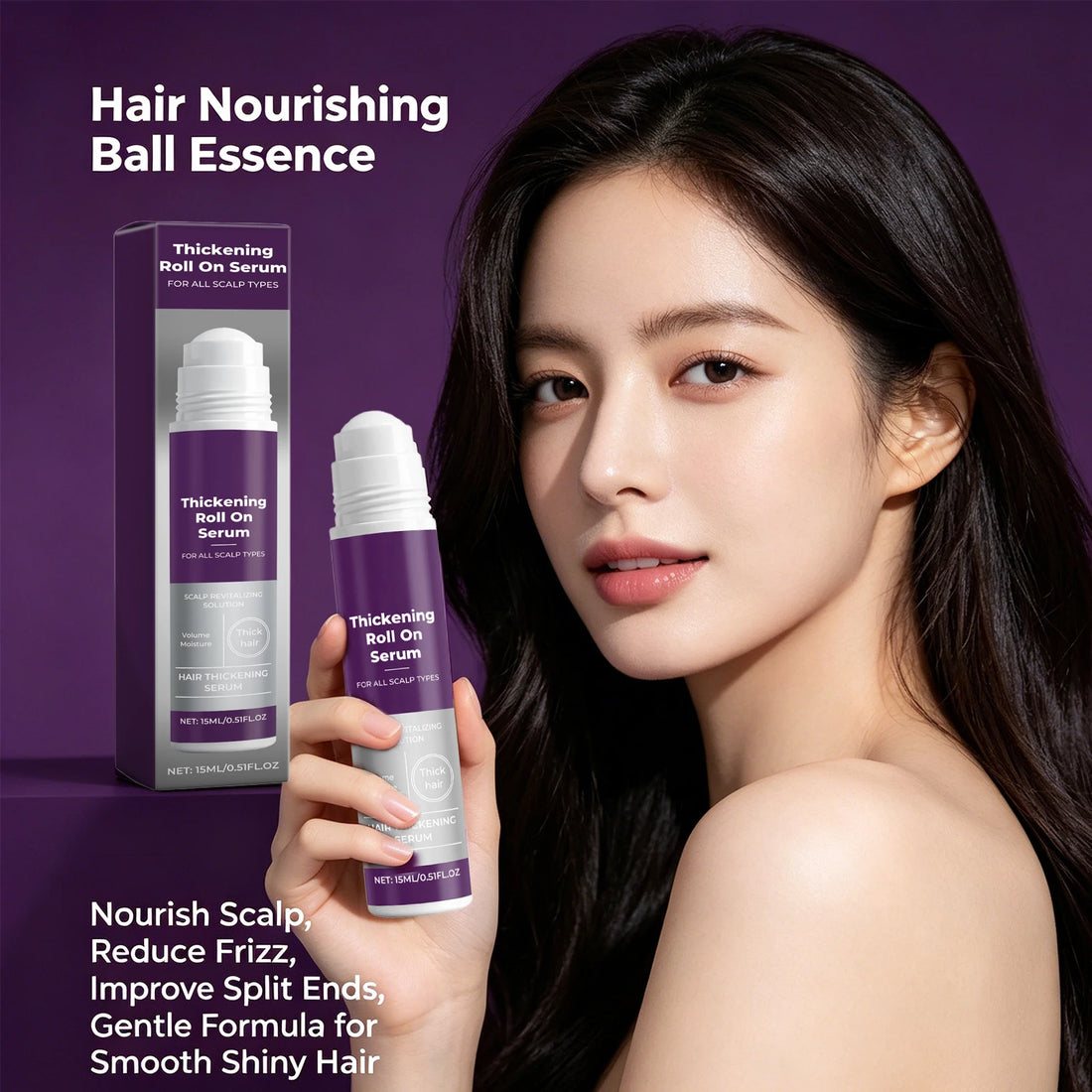 Hair Thickening Revitalizing Serum Roll-On Boost Hair Volume & Thicken Fine Hair,Follicle Nourishing Anti Hair Loss Hair Care
