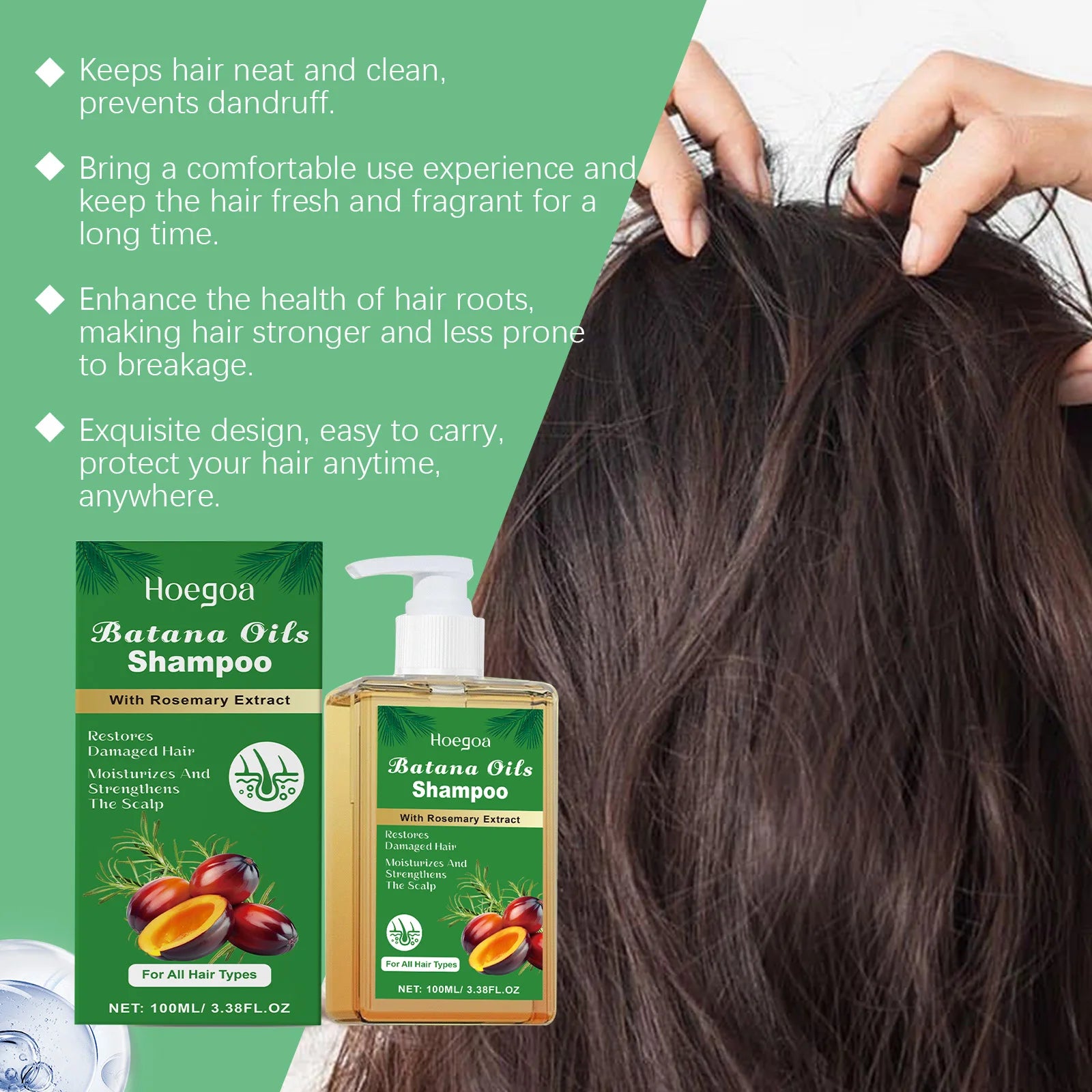 Pure Batana Shampoo Hair Strengthen Moisturizer Restore Damaged Brittle Hair Anti Loss Improve Dandruff Scalp Oil Control Care